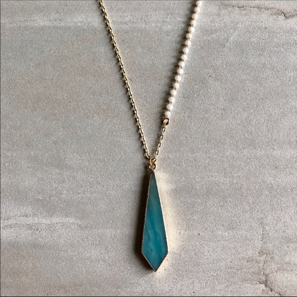Amazonite 14k Gold Rosary Bead Necklace - Picture 7 of 8